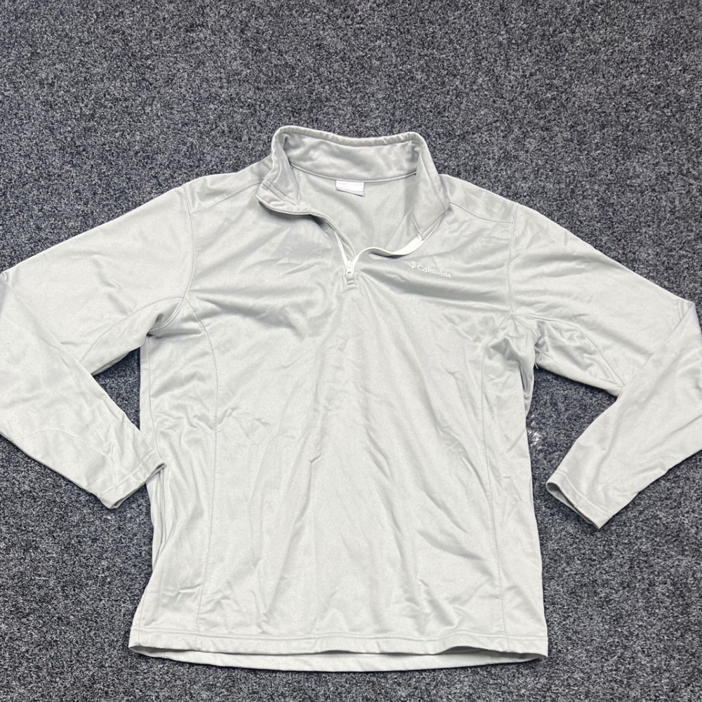 Columbia Shirt Mens Large Gray 1/4 Zip Pullover Fleece Sweater Light Jacket